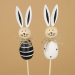 Пасхальные украшения на палочке Кролики Black and White 34 см, 2 шт