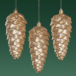 Елочная игрушка Шишка Fattura - Antique Beige 14 см, 3 шт, пластик