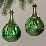 Елочная игрушка Fattura - Antique Green 8 см, 2 шт, пластик