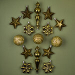 Набор елочных игрушек Шарлоттен - Vintage Green 7-17 см, 18 шт, пластик