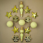 Набор елочных игрушек Шарлоттен - Mint Brulee 7-17 см, 18 шт, пластик