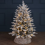 Искусственная елка с лампочками Шамони заснеженная 120 см, 150 теплых белых LED ламп, ЛИТАЯ+ПВХ