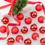Набор стеклянных шаров 3.5 см красный mix, 16 шт