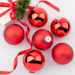 Набор стеклянных шаров 8 см красный mix, 6 шт