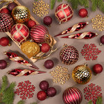 Набор елочных игрушек Glory Brilliance 50 шт красный с золотым, 5-16 см, пластик