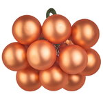 Гроздь из 12 стеклянных шаров на проволоке 2.5 см, оранжевый шелк матовый