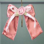 Бант на елку Лотария 16 см, пудровый, клипса