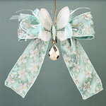 Бант на елку Кларель 33 см, мятный, клипса