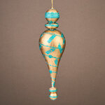 Винтажная елочная игрушка Сосулька Милана 25 см, бирюзовая