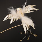 Елочная игрушка Птичка Баттиста 23 см белая, клипса