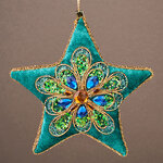 Винтажное елочное украшение Звезда над Аррасом 13 см, зеленое