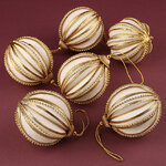 Набор елочных шаров Emerita 8 см золотой, 6 шт