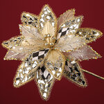 Искусственная пуансеттия Солнечная Генуя 28 см, клипса