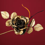 Искусственная роза Fabiana 28 см черно-золотая, клипса