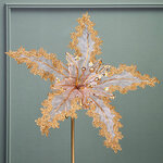 Искусственная пуансеттия Арройо 25 см пудровая, клипса