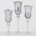 Набор стеклянных подсвечников - бокалов Silver Latorre 30-40 см, 3 шт