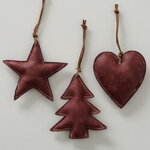 Набор елочных игрушек Этельберт 10 см бургунди, 3 шт, подвеска