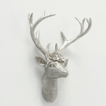 Настенный декор Голова серебряного оленя Викториано 32*25 см