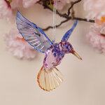 Елочная игрушка Солнечная Птичка Колибри 13 см синяя с розовым, подвеска