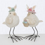 Набор декоративных фигурок Птички Лесандро и Примула в кроличьих шляпках 17 см, 2 шт