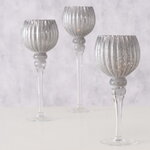 Набор стеклянных подсвечников - бокалов Альфонсо 30-40 см, 3 шт