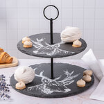 Этажерка двухуровневая для сервировки Moritz 24 см, сланец