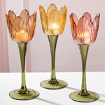 Набор стеклянных подсвечников Тюльпаны - Spring Tulip 24 см, 3 шт