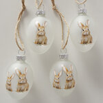 Пасхальные украшения Яйца: Fluffy Rabbits 7 см матовые, 4 шт, подвеска