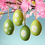 Пасхальные украшения Яйца White Daisy 6 см, 4 шт, подвеска 