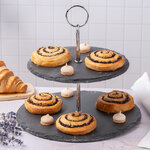 Этажерка двухуровневая для сервировки закусок 25 см, сланец