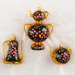 Набор стеклянных елочных игрушек Чаепитие, 3 шт, подвеска