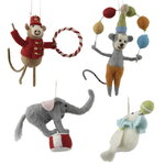 Елочные игрушки из шерсти Цирковое Шоу 17 см, 4 шт