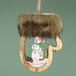 Деревянная елочная игрушка Волшебная Рукавичка - Снеговик 10 см, подвеска