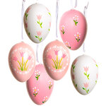 Пасхальные подвески Яйца - Flower Pink 6 см, 6 шт