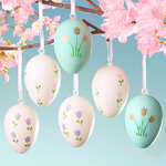 Пасхальные подвески Яйца - Flower Green 6 см, 6 шт