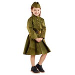 Детская военная форма Солдаточка в платье люкс, рост 140-152 см