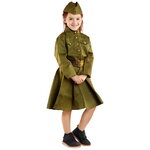 Детская военная форма Солдаточка в платье люкс, рост 140-152 см