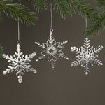 Набор елочных игрушек Silver Snowflakes 8 см, 3 шт, подвеска