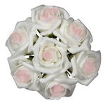 Искусственные розы для декора Lallita 6 см, 7 шт, кремовые с розовым