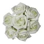 Искусственные розы для декора Lallita 6 см, 7 шт, кремовые с лаймовым