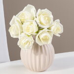 Искусственные розы для декора Lallita 18 см, 7 шт, кремовые с лаймовым