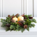 Венок для свечи Дакка 50 см с шишками и ягодами