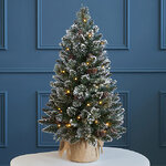 Настольная елка с лампочками Bristle в мешочке 91 см, 35 теплых белых ламп, на батарейках, ЛЕСКА + ПВХ