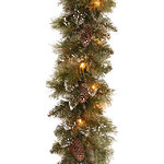 Хвойная гирлянда с лампочками Bristle 274*25 см, 50 теплых белых LED ламп, влагозащищенная, ЛЕСКА + ПВХ
