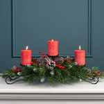 Новогодний подсвечник на 3 свечи Сказка заснеженная, 65 см, с шишками и ягодами