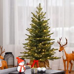 Искусственная елка с лампочками Нордик в мешочке 91 см, 50 теплых белых ламп на батарейках, таймер, ЛИТАЯ + ПВХ