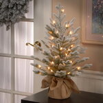 Настольная елка Кембридж со светодиодами заснеженная 75 см, 35 теплых белых LED ламп на батарейках, ЛИТАЯ 100%