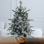 Настольная елка Рочестер заснеженная 61 см в мешочке, 50 теплых белых ламп на батарейках, таймер, ЛИТАЯ + ПВХ