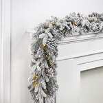 Хвойная гирлянда с лампочками Рочестер заснеженная 274*30 см, 50 теплых белых LED ламп, ЛИТАЯ + ПВХ