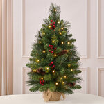 Настольная елка с лампочками Эвридей в мешочке 60 см, 35 теплых белых ламп на батарейках, ЛЕСКА + ПВХ